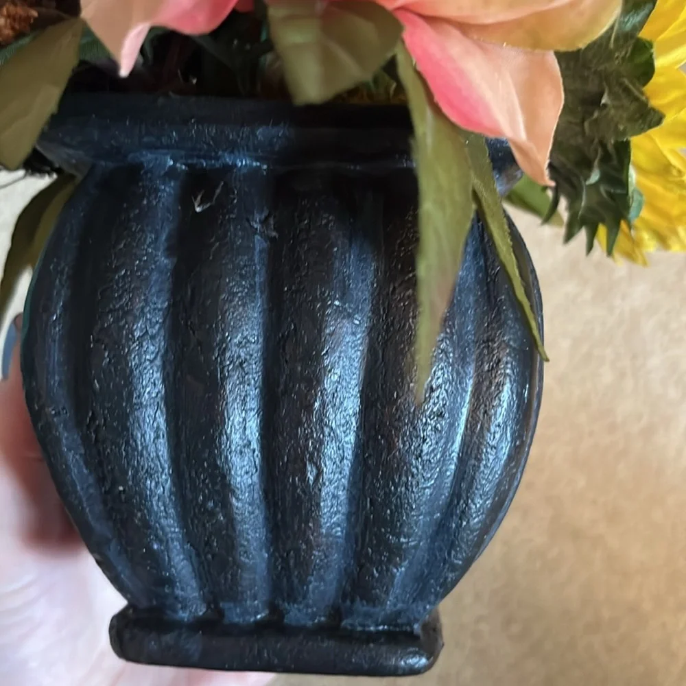 Faux Floral Arrangement in Black Vase
